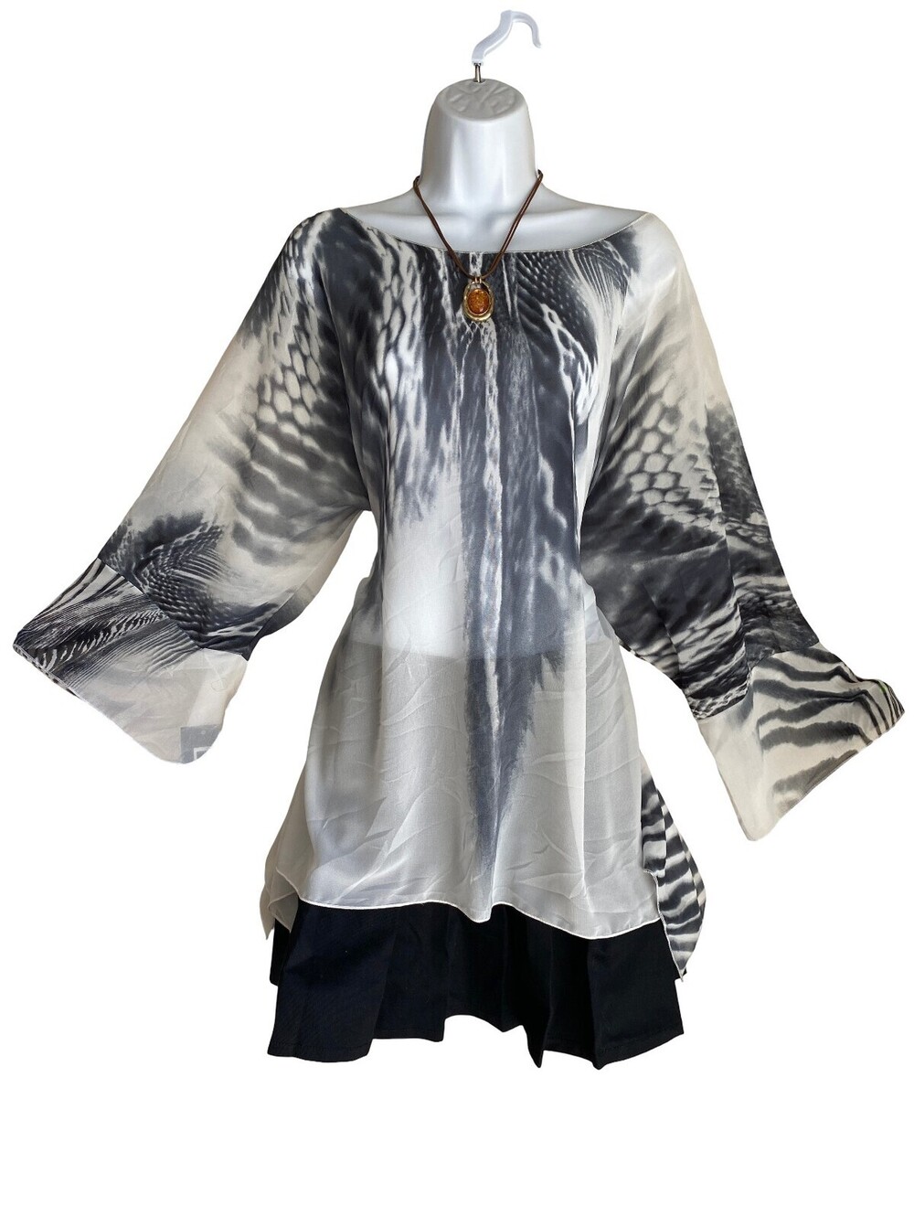 VTG Lior Plus One Size Zebra Print Tunic Blouse Whimsigoth Boho Romantic Goth